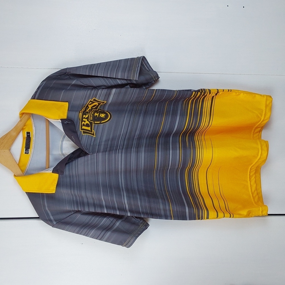 Brass Monkey Novelty Yellow and Gray Shirt by Shirts and Logos Sz.L